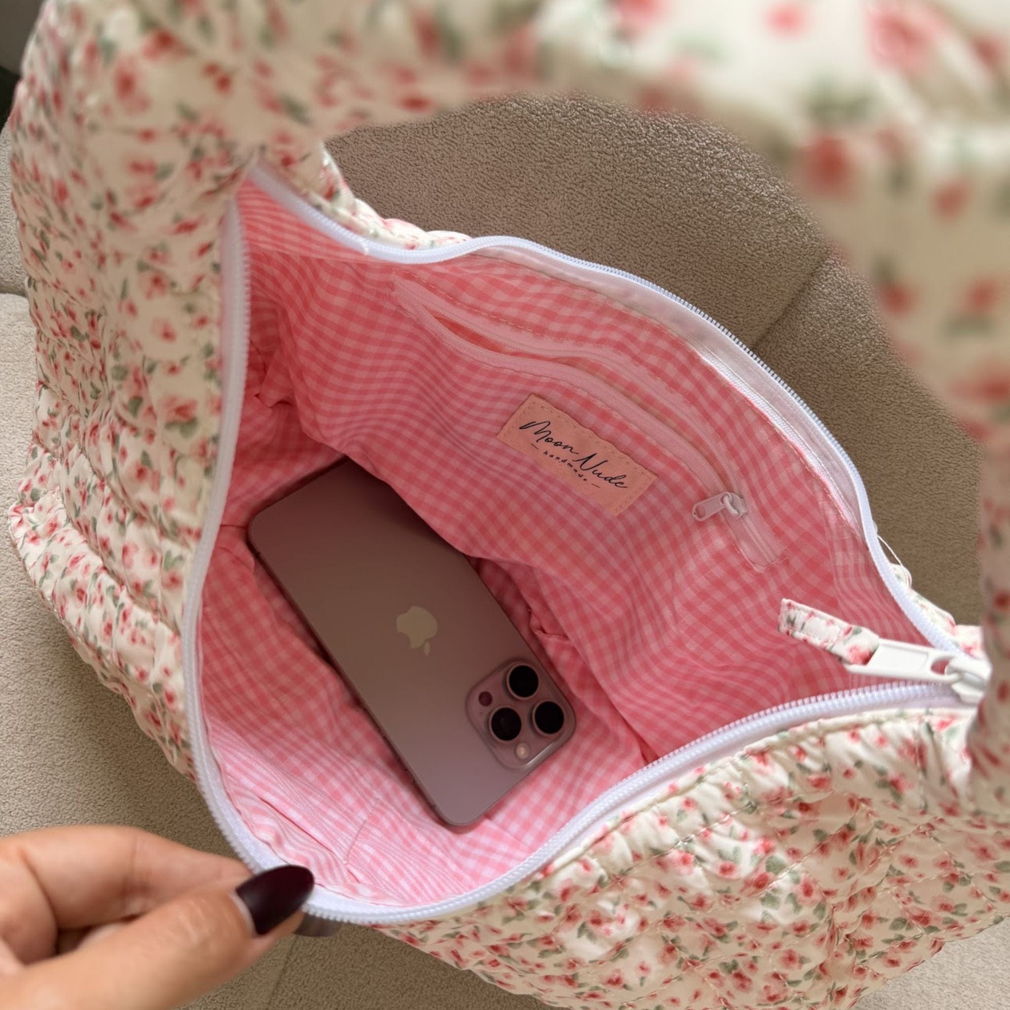 Moon Nude Peony Hoop Bag