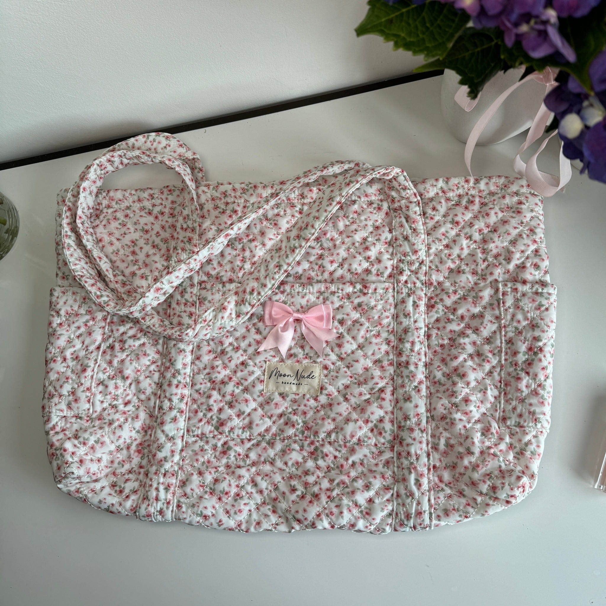 Moon Nude Peony Tote Bag Zipper