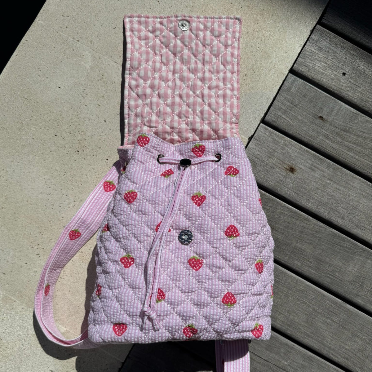 Moon Nude Strawberry Flap Backpack