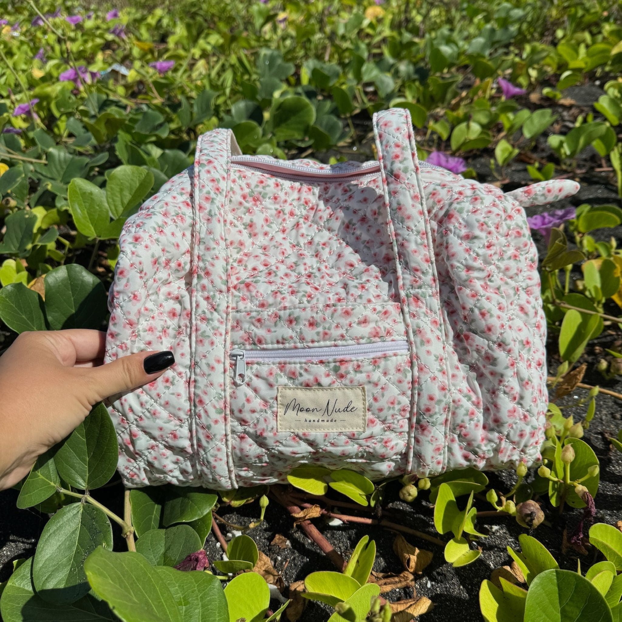 受注⚮̈ミナペルホネン　anemone pink beige ヌッピバッグ＂Ｓ＂ Peony - Mini Duffel Bag - Moon Nude